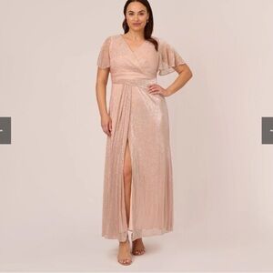 Adrianna Papell Metallic Mesh Draped dress